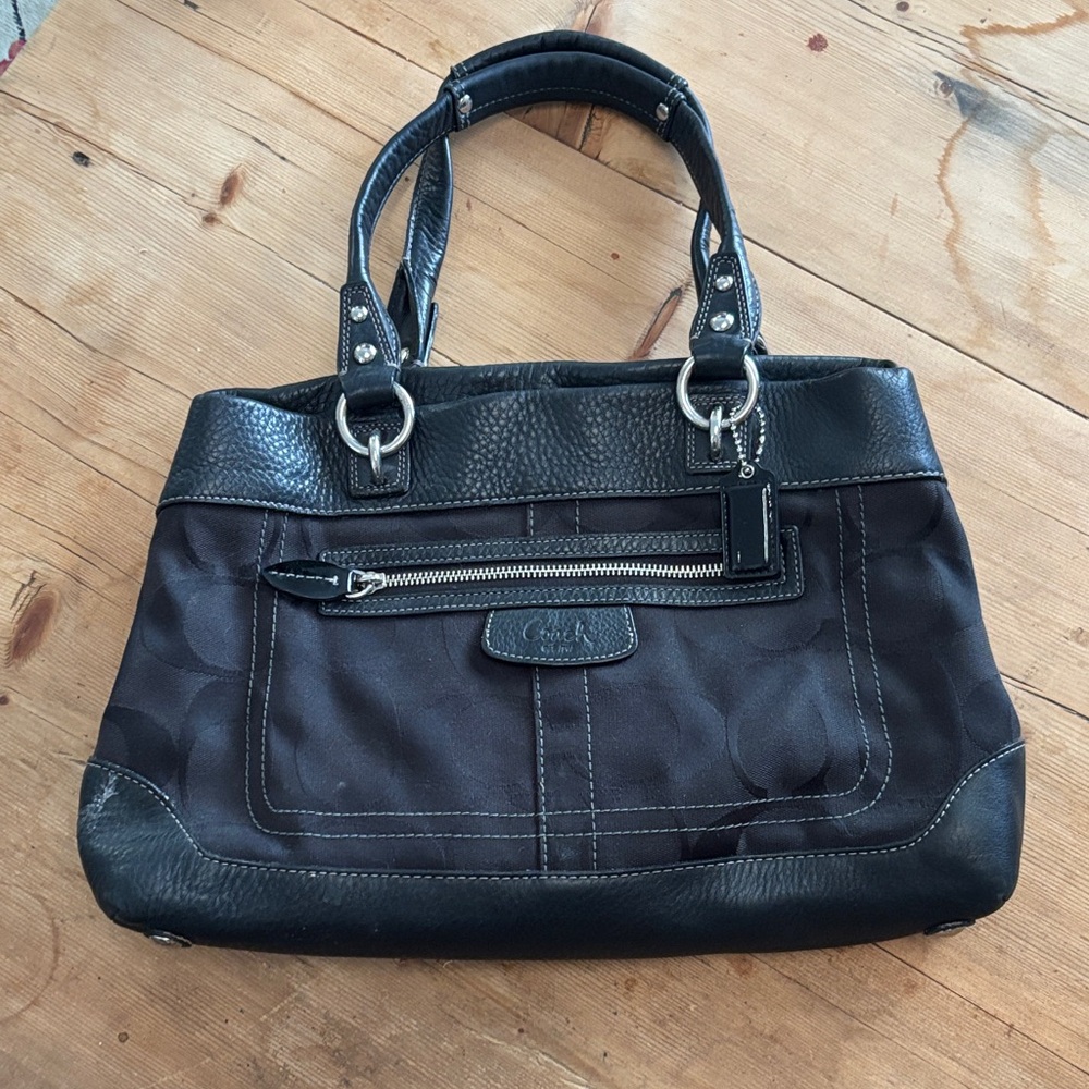 Coach Black and Dark Brown Shoulder Bag